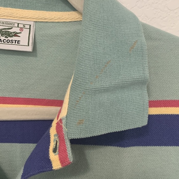 Y2K Lacoste Green Striped Shirt Sleeve Polo Shirt - Picture 3 of 8